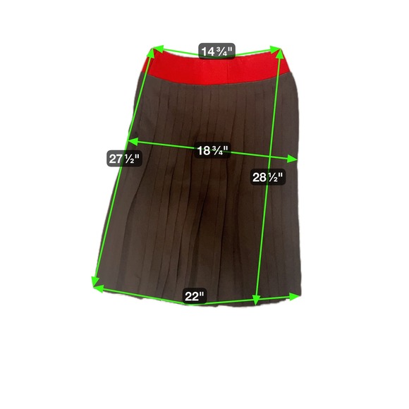 Victoria Beckham Pleated Midi Skirt Black Red Waistband Autumn Winter 2014 - Picture 3 of 5